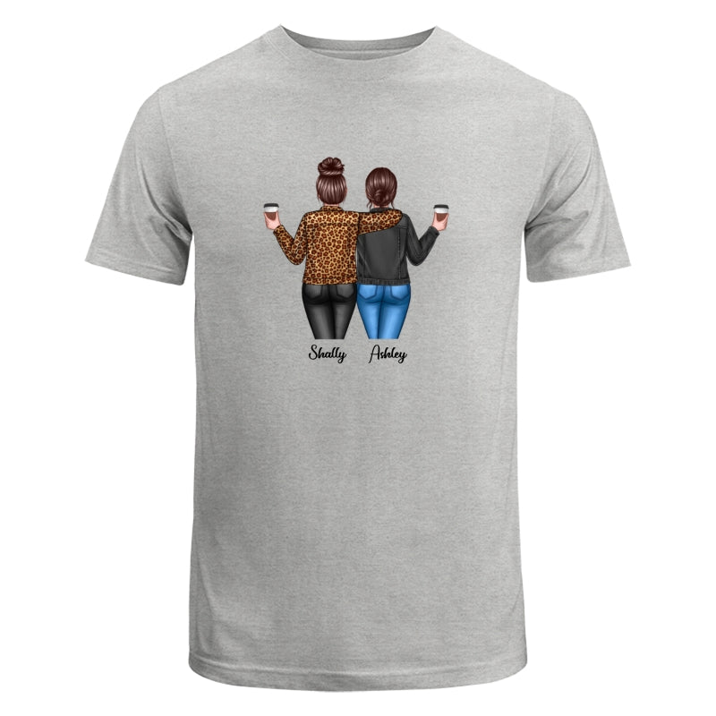Back View Besties Shoulder To Shoulder Dad Grandpa And Kids Hands Outline Personalized Shirt