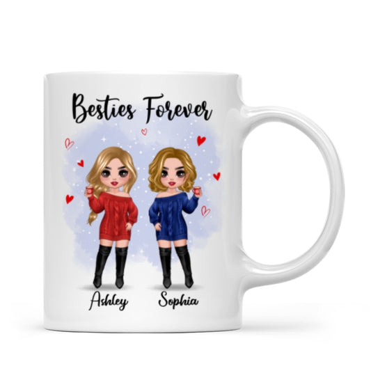 Copy of Christmas Standing Doll Besties In Snow Personalized Mug