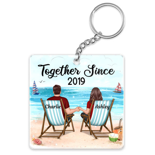 Couple Together Since Summer Beach Personalized Acrylic Keychain
