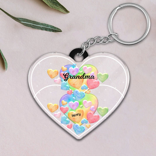 Grandma Mom Hearts In Heart Personalized Acrylic Keychain_TEST Exclude