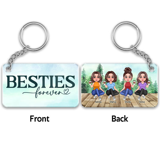 Pretty Doll Sisters Besties Sitting Forest Personalized Acrylic Keychain