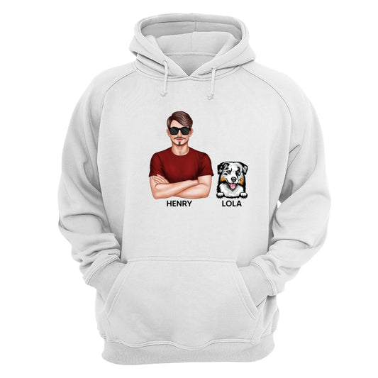 Realistic Man Crossed Arms With Peeking Dogs