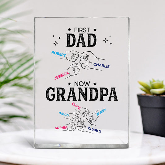 Dad Grandpa Punch Hand Outline Personalized Rectangle Acrylic Block Plaque