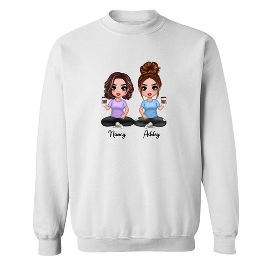 Doll Besties Sitting Dad Grandpa And Kids Hands Outline Personalized Shirt