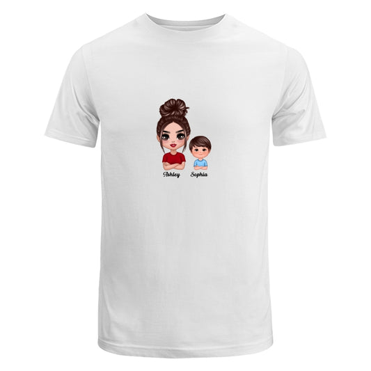 Doll Mom And Kids Crossed Arms Dad Grandpa And Kids Hands Outline Personalized Shirt