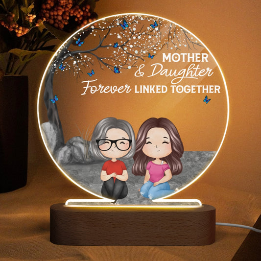 Mother Daughter Linked Forever Blossom Tree Personalized Circle LED Night Light Acrylic LED Lamp