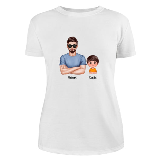 Realistic Dad Crossed Arms And Kids Dogs Cats