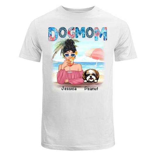 Dog Mom Summer Patterned Personalized Shirt