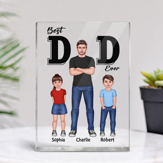 Best Dad Ever Cool Dad And Kids Personalized Rectangle Acrylic Block Plaque