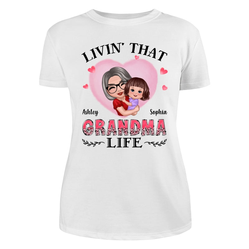 Doll Grandma Hugging Kids Livin‘ That Grandma Life Personalized Shirt