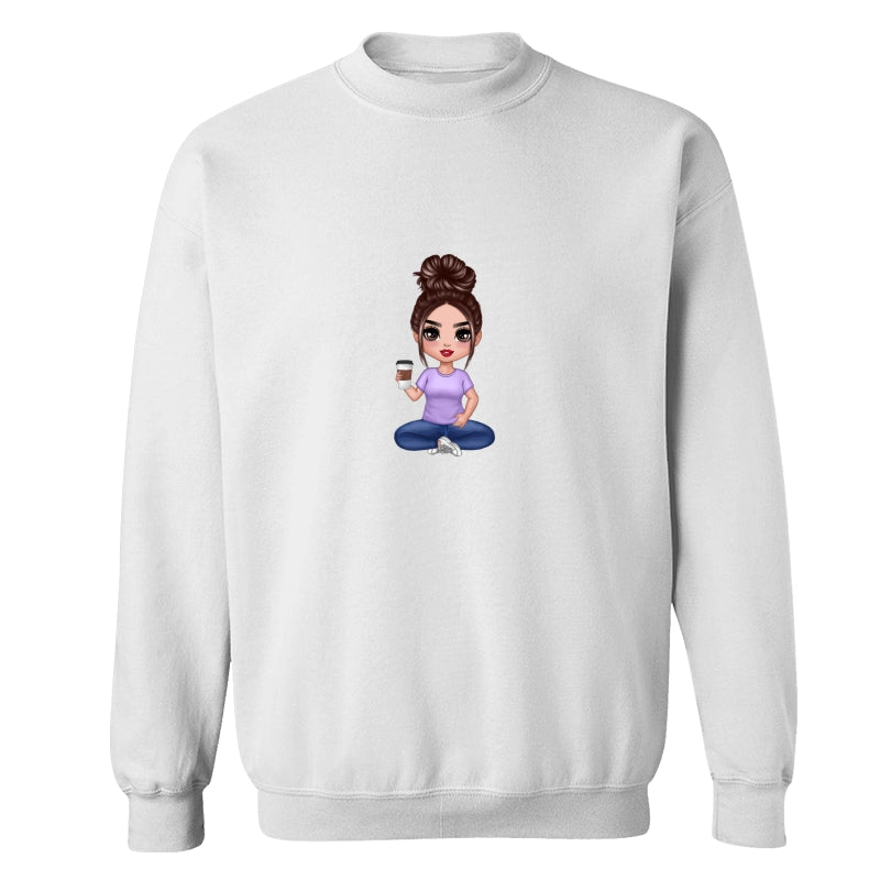 Doll Woman Sitting Dad Grandpa And Kids Hands Outline Personalized Shirt