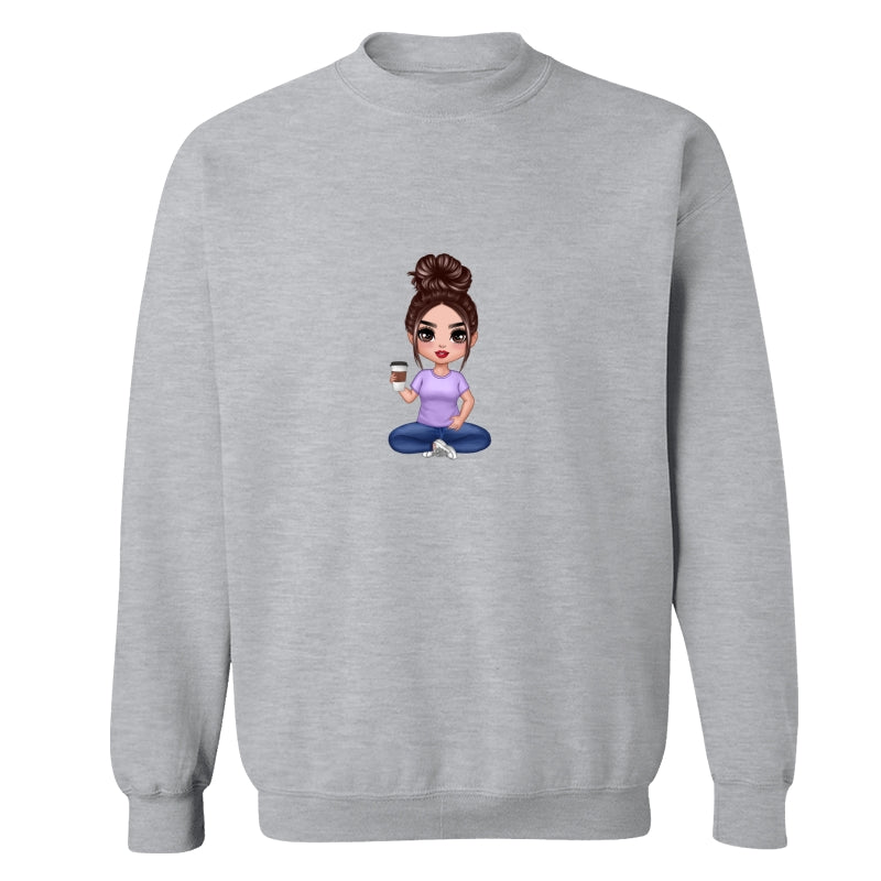 Doll Woman Sitting Dad Grandpa And Kids Hands Outline Personalized Shirt