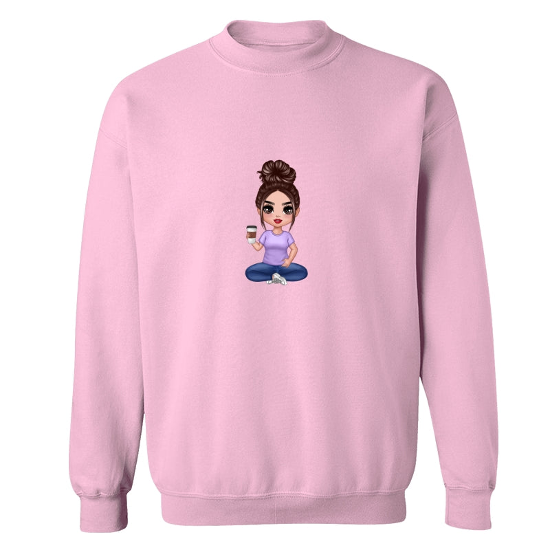 Doll Woman Sitting Dad Grandpa And Kids Hands Outline Personalized Shirt