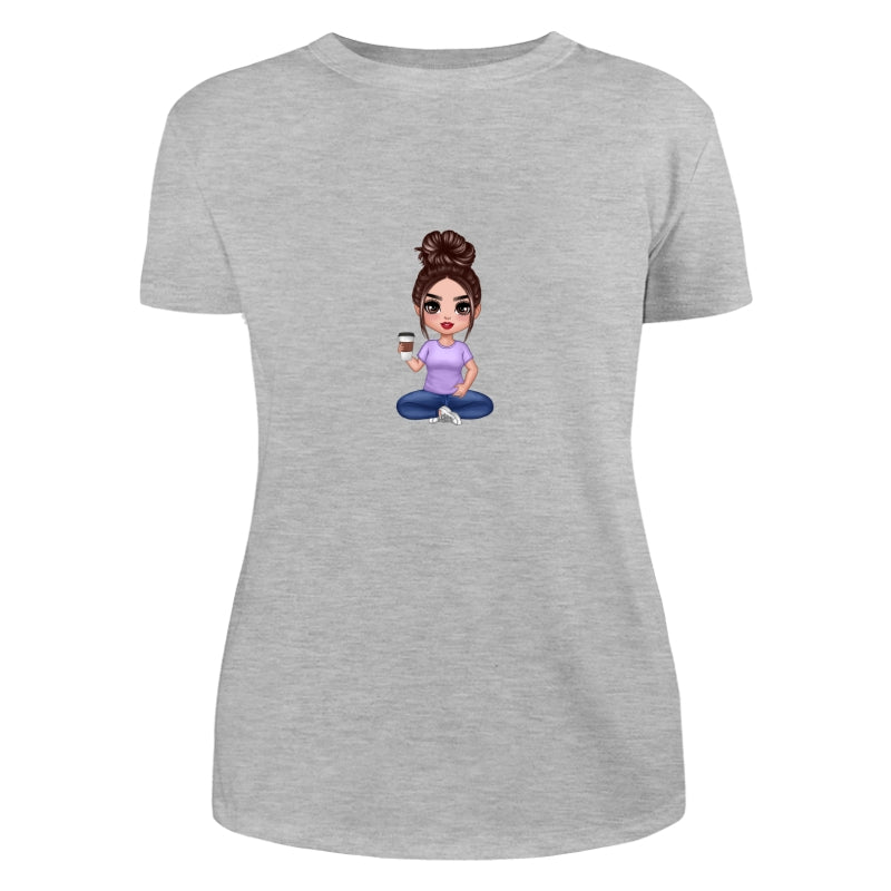 Doll Woman Sitting Dad Grandpa And Kids Hands Outline Personalized Shirt
