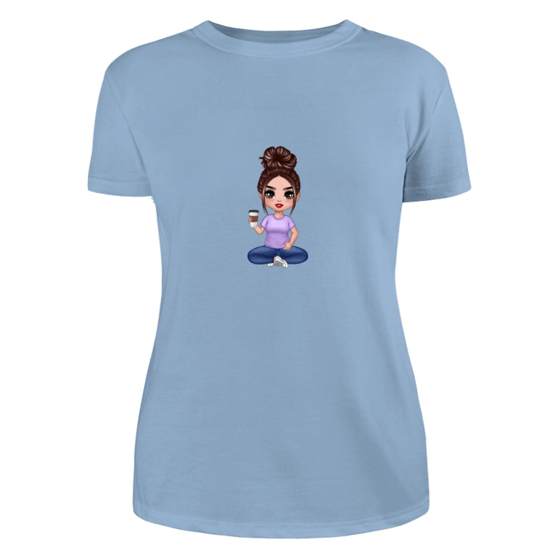 Doll Woman Sitting Dad Grandpa And Kids Hands Outline Personalized Shirt