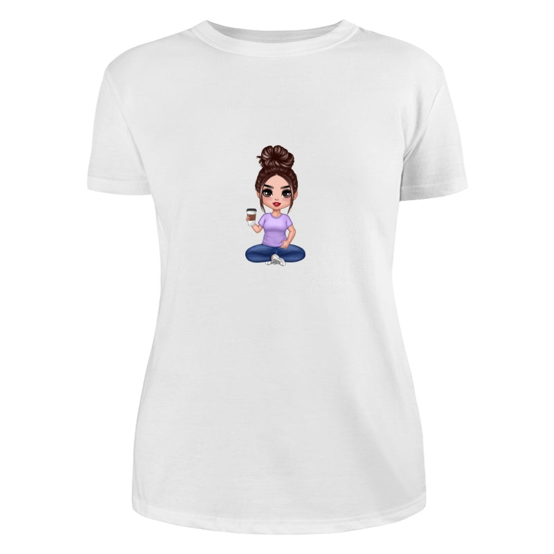 Doll Woman Sitting Dad Grandpa And Kids Hands Outline Personalized Shirt