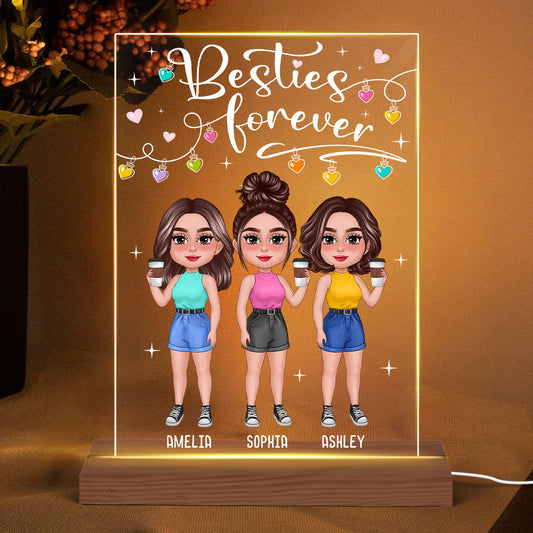 Standing Pretty Besties Sisters Light String Personalized Rectangle Acrylic LED Night Light