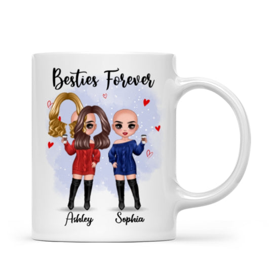 Christmas Standing Doll Besties In Snow Personalized Mug