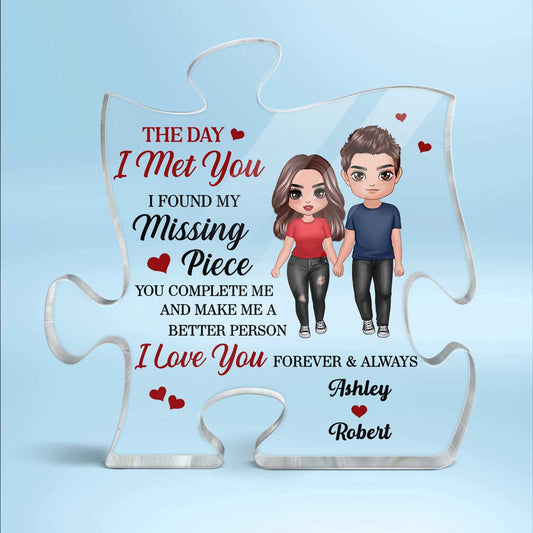 Doll Couple Found My Missing Piece Anniversary Gift For Him For Her Personalized Puzzle Acrylic Plaque