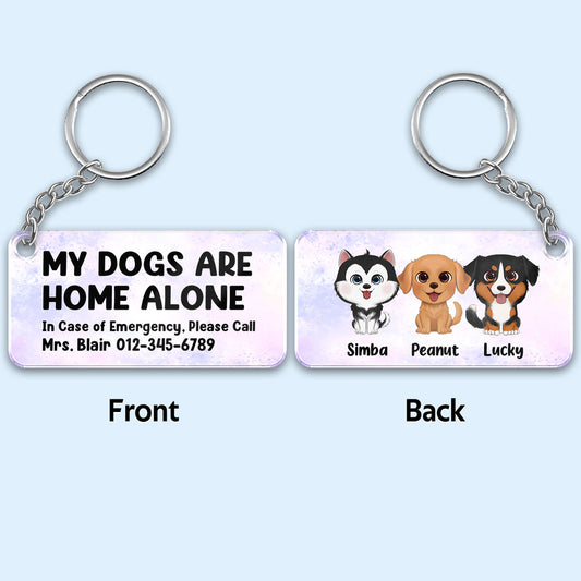 My Pets Home Alone Watercolor Dog Cat Personalized Acrylic Keychain