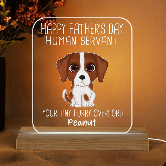 Happy Father‘s Day Human Servant Watercolor Cute Dogs Personalized Custom Shape Acrylic Plaque LED Night Light