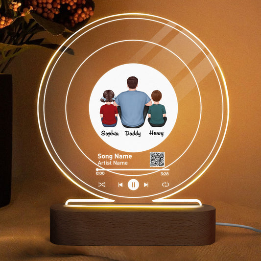 Custom Song QR Code Father‘s Day Gift For Dad Personalized Acrylic Circle LED Night Light