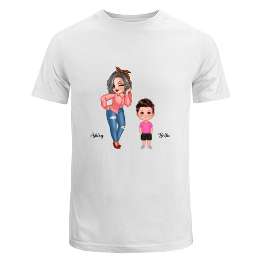 Pretty Grandma Mom With Kids Dad Grandpa And Kids Hands Outline Personalized Shirt
