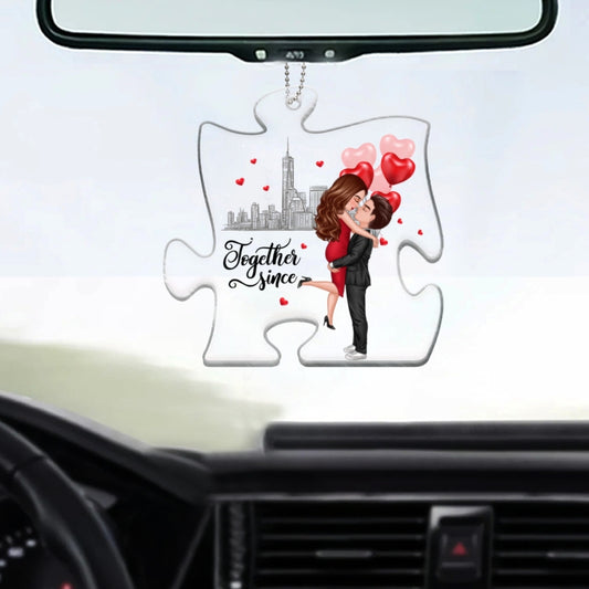 Copy of The Missing Piece To My Heart Hugging Kissing Doll Couple Personalized Acrylic Ornament - Anniversary Gift For Couple - Gift For Him, Gift For Her