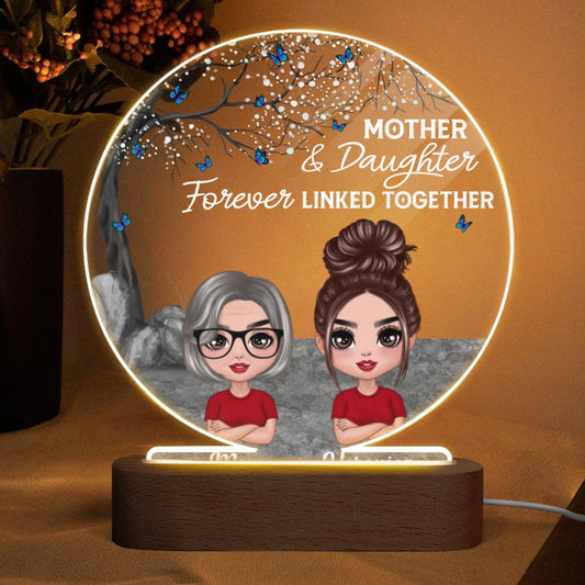 Mother Daughter Linked Forever Blossom Tree Personalized Circle LED Night Light Acrylic LED Lamp