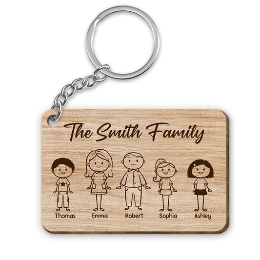 Wooden KeychStick Family Couple Kid Dog Cat Personalized Wooden Keychainain