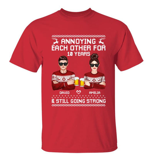 Annoying Each Other Ugly Sweater Pattern Christmas Personalized Shirt