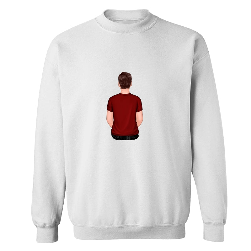 Back View Teenage Boy Dad Grandpa And Kids Hands Outline Personalized Shirt
