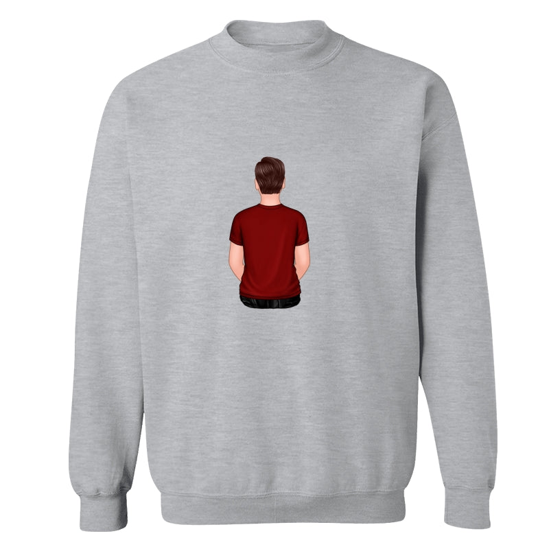 Back View Teenage Boy Dad Grandpa And Kids Hands Outline Personalized Shirt