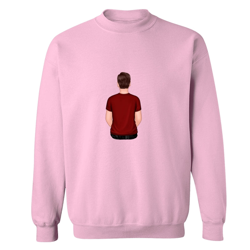 Back View Teenage Boy Dad Grandpa And Kids Hands Outline Personalized Shirt