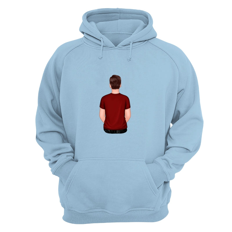 Back View Teenage Boy Dad Grandpa And Kids Hands Outline Personalized Shirt