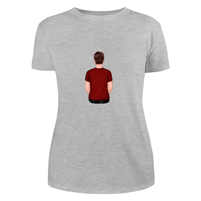 Back View Teenage Boy Dad Grandpa And Kids Hands Outline Personalized Shirt