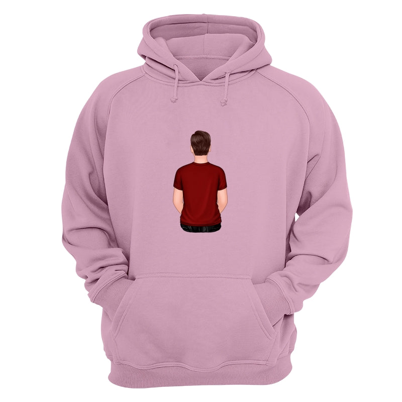 Back View Teenage Boy Dad Grandpa And Kids Hands Outline Personalized Shirt