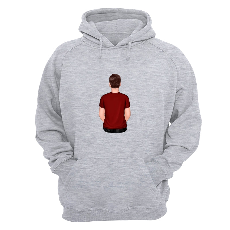 Back View Teenage Boy Dad Grandpa And Kids Hands Outline Personalized Shirt