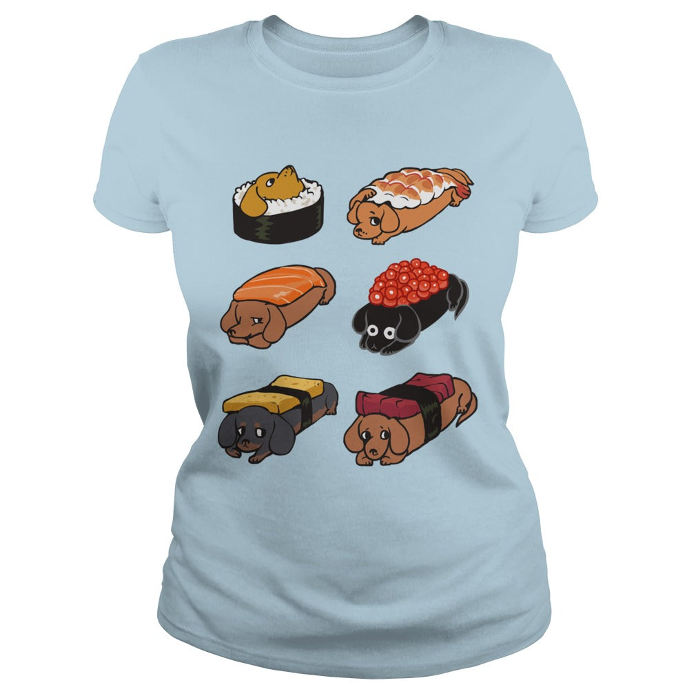 Funny Cute Sushi Daschunds Dachshund Doxie Wiener Sausage Dog Hoodie Pets Dogs Lovers
