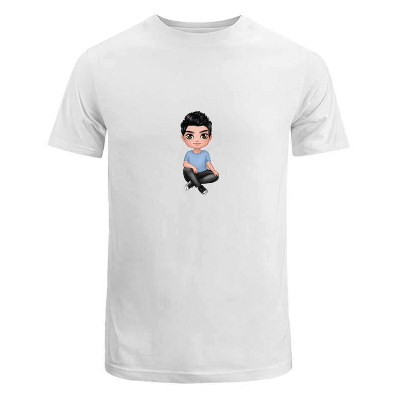 Doll Man Sitting Crossed Legs Dad Grandpa And Kids Hands Outline Personalized Shirt