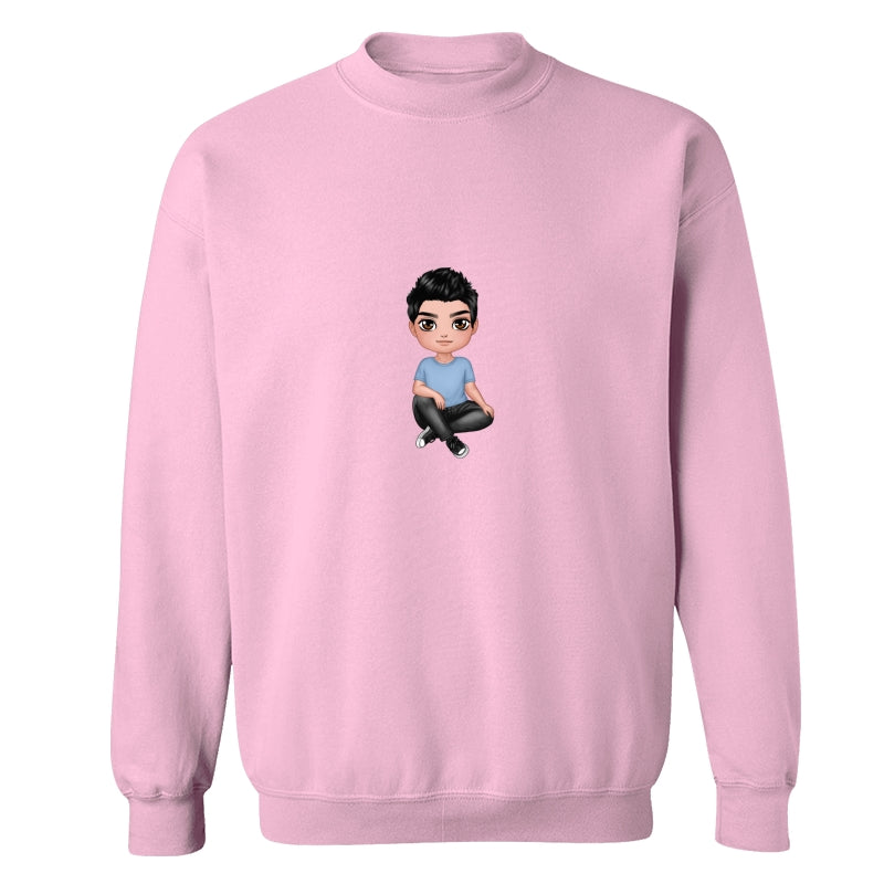 Doll Man Sitting Crossed Legs Dad Grandpa And Kids Hands Outline Personalized Shirt