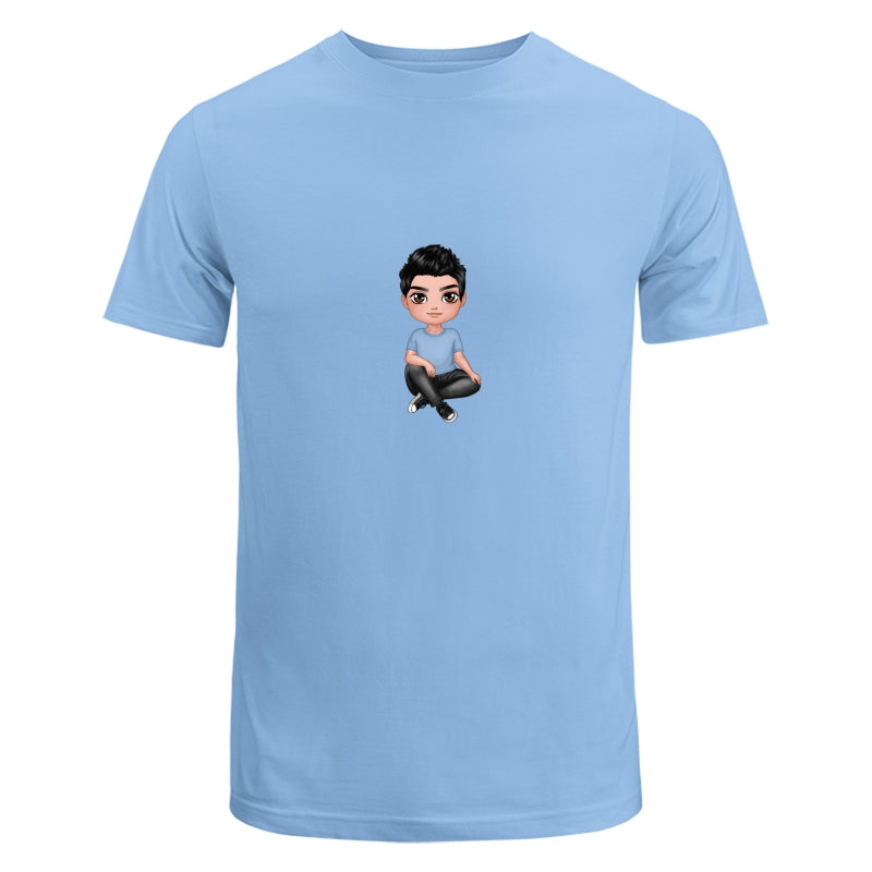 Doll Man Sitting Crossed Legs Dad Grandpa And Kids Hands Outline Personalized Shirt