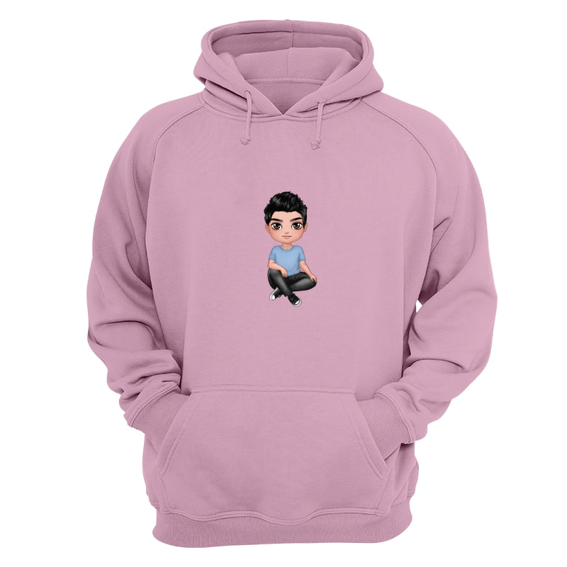 Doll Man Sitting Crossed Legs Dad Grandpa And Kids Hands Outline Personalized Shirt
