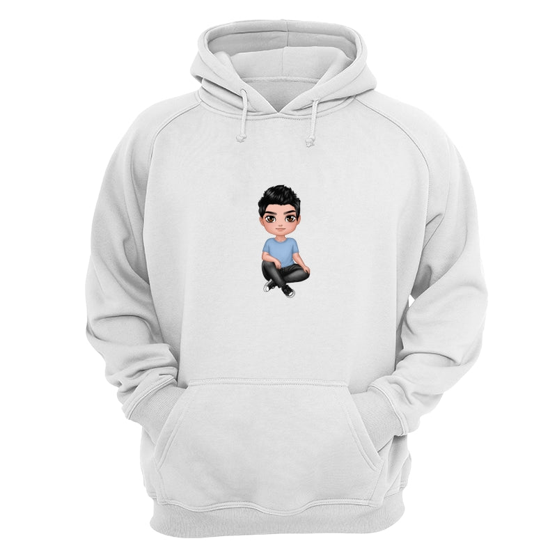 Doll Man Sitting Crossed Legs Dad Grandpa And Kids Hands Outline Personalized Shirt