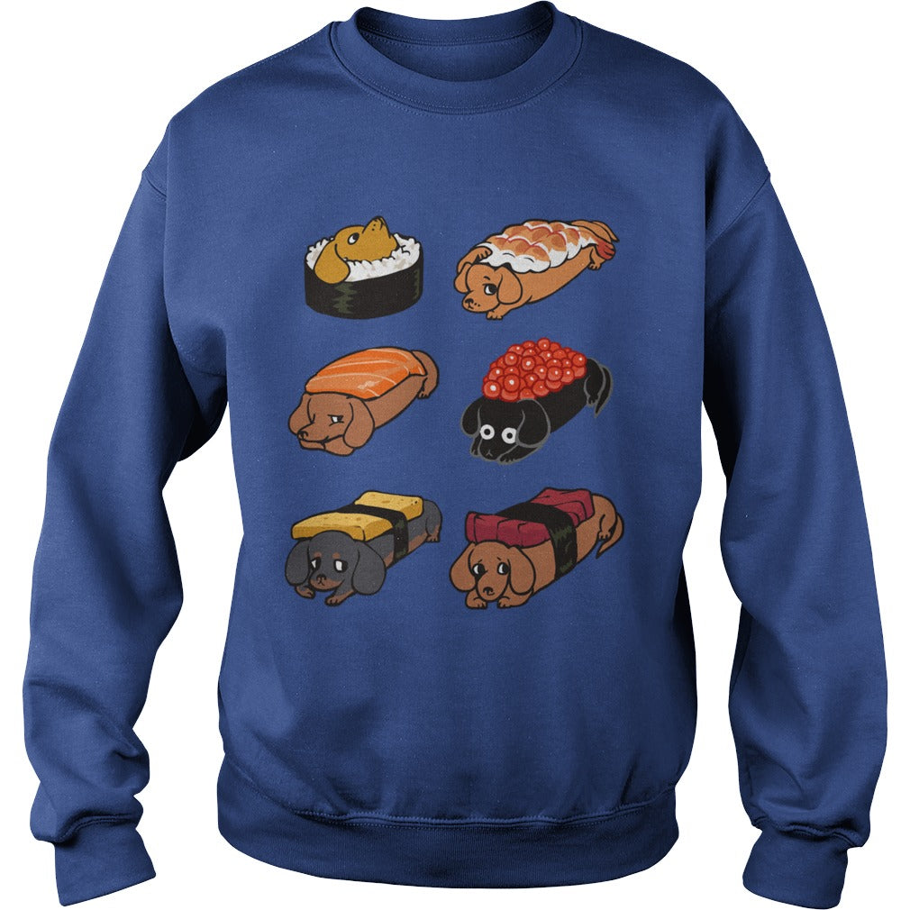Funny Cute Sushi Daschunds Dachshund Doxie Wiener Sausage Dog Hoodie Pets Dogs Lovers