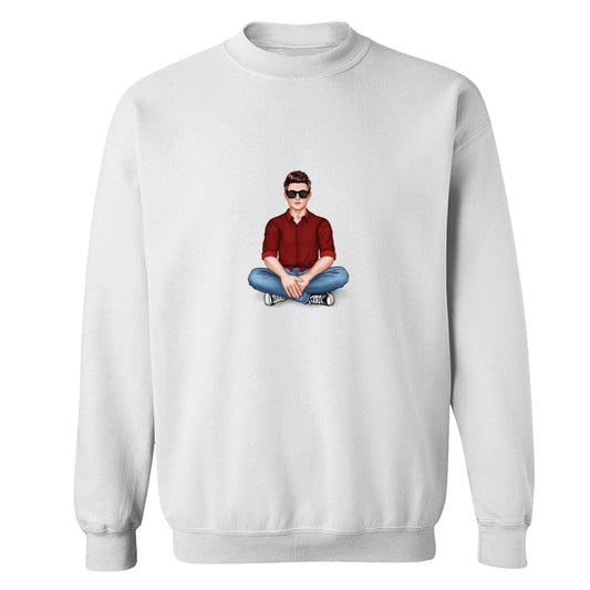 Realistic Man Sitting Dad Grandpa And Kids Hands Outline Personalized Shirt