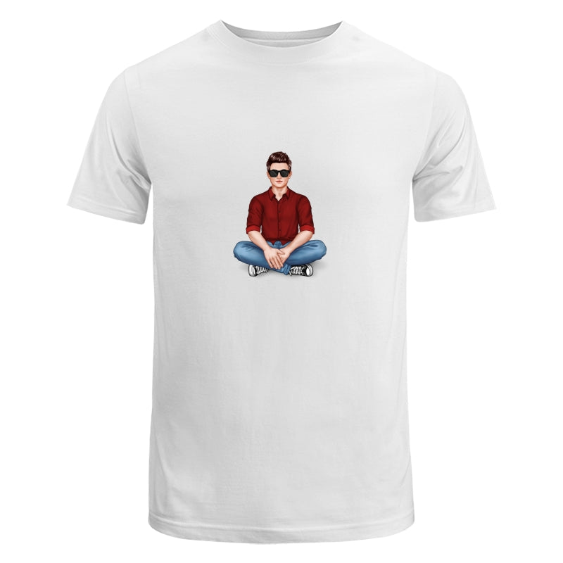 Realistic Man Sitting Dad Grandpa And Kids Hands Outline Personalized Shirt