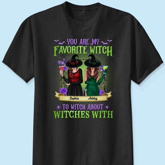 Green And Purple Halloween Front View Besties Gift For Best Friends Personalized Shirt