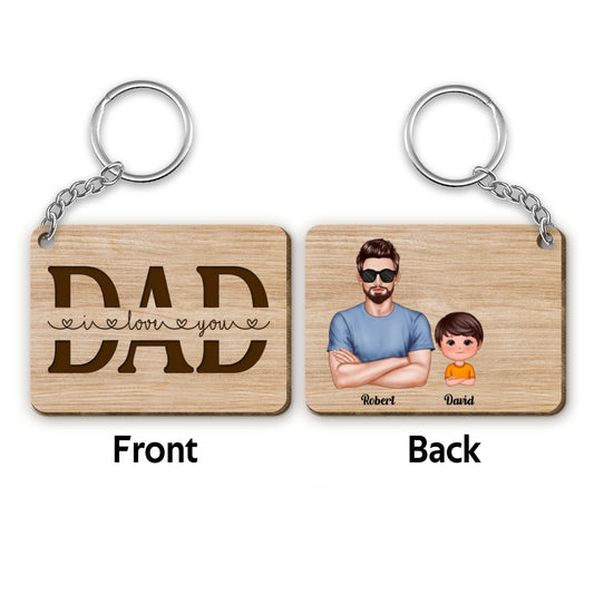 Realistic Dad Crossed Arms And Kids Dogs Cats Best Dad Ever Personalized Wooden Keychain
