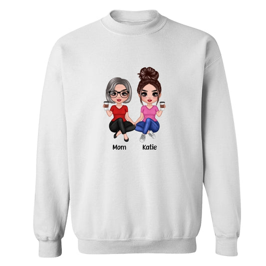 Doll Women Sitting Crossed Legs Dad Grandpa And Kids Hands Outline Personalized Shirt